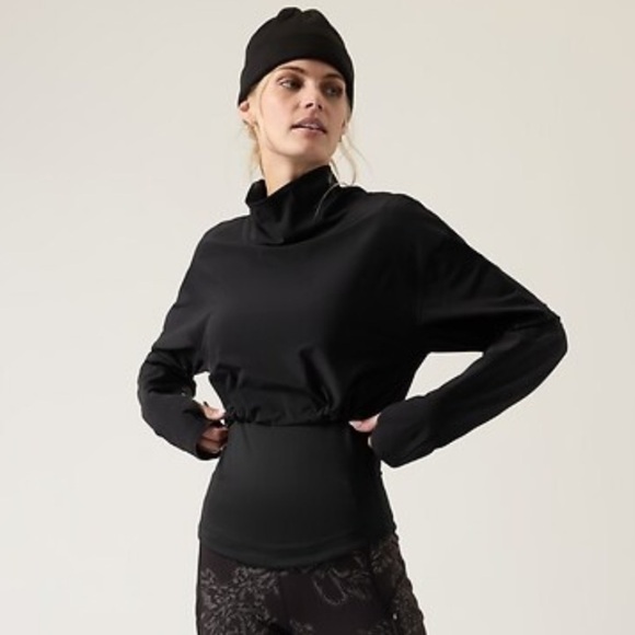 Athleta Whistler Hybrid Top sz M cold weather training workout athleisure black - Picture 2 of 11